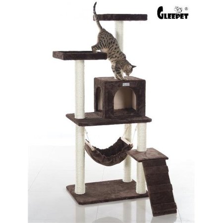 AEROMARK AeroMark GP78570923 GleePet 57 in. Cat Tree GP78570923 Coffee Brown W Ramp GP78570923